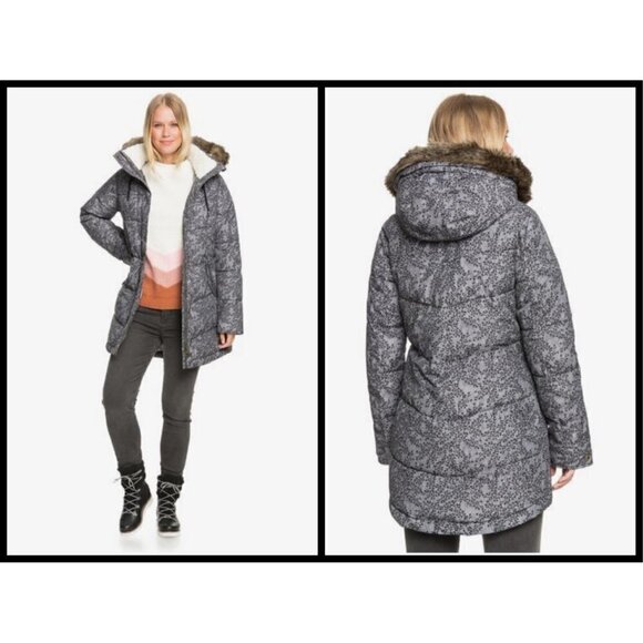 💕ROXY💕 Ellie Waterproof Snow Jacket ~ Grey Print - Picture 4 of 16